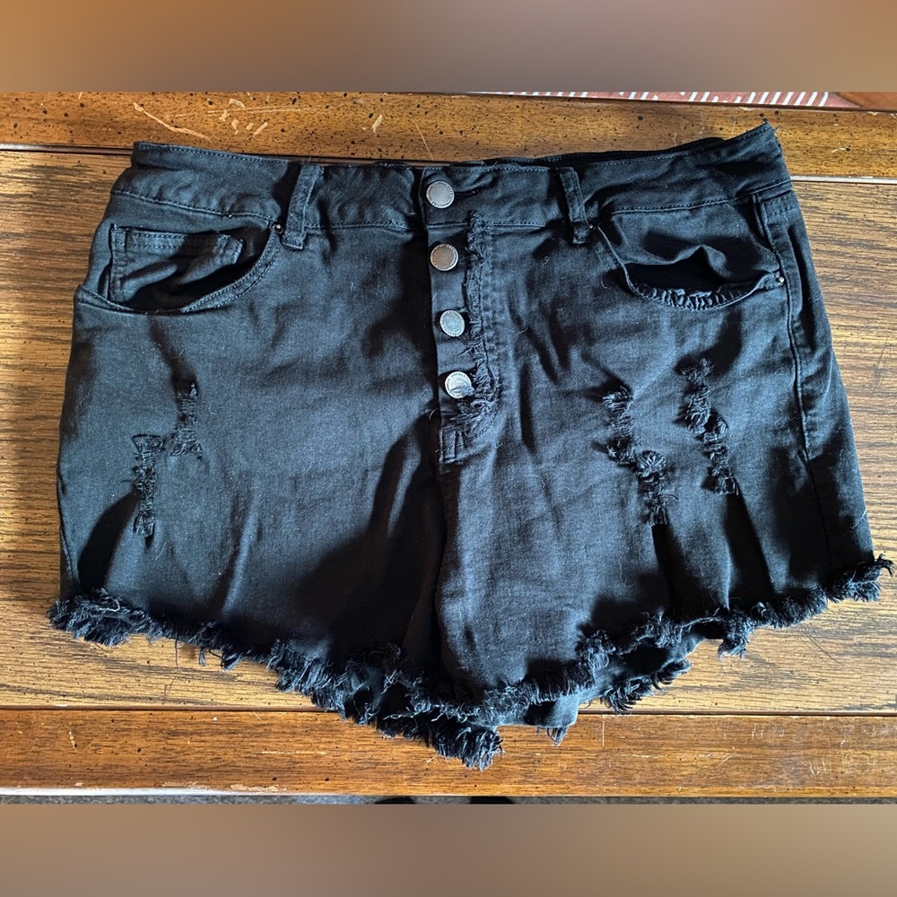 Black high-rise shorts